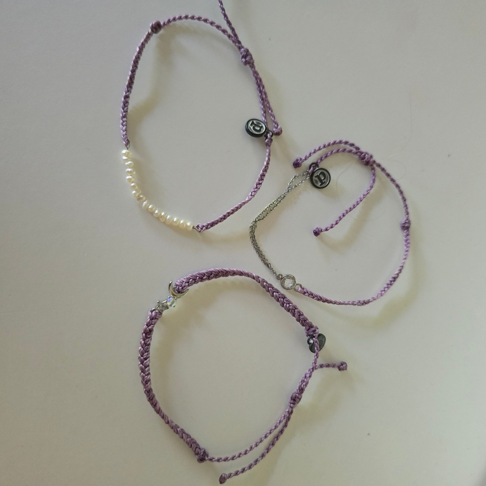 3 Pura Vida Bracelets Purple Moon Star Crystal